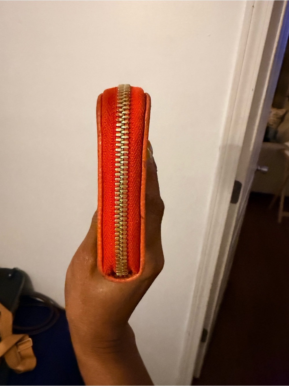 MCM Cognac Wallet with Orange Trim and Gold Accents - Picture 5 of 7